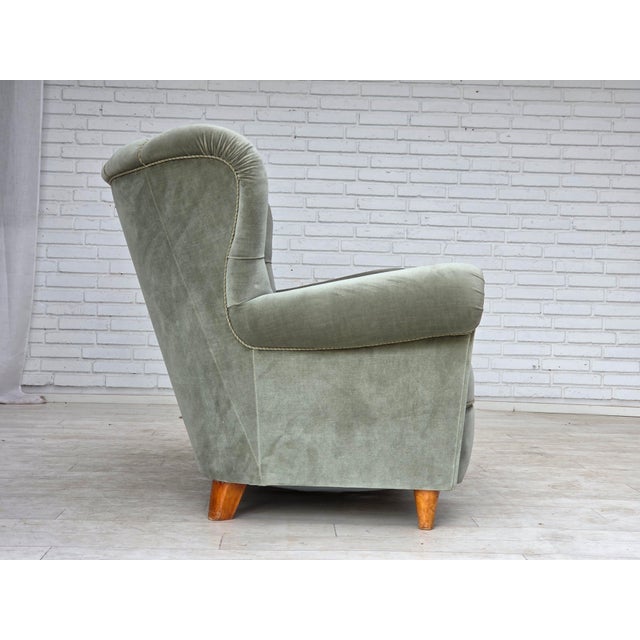 Danish Twi-Seater Sofa in Light Green Furniture Velour, 1960s For Sale - Image 13 of 18