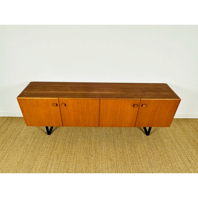 Scandinavian Teak Sideboard with Metal Sled-Style Legs, 1960 For Sale - Image 14 of 15