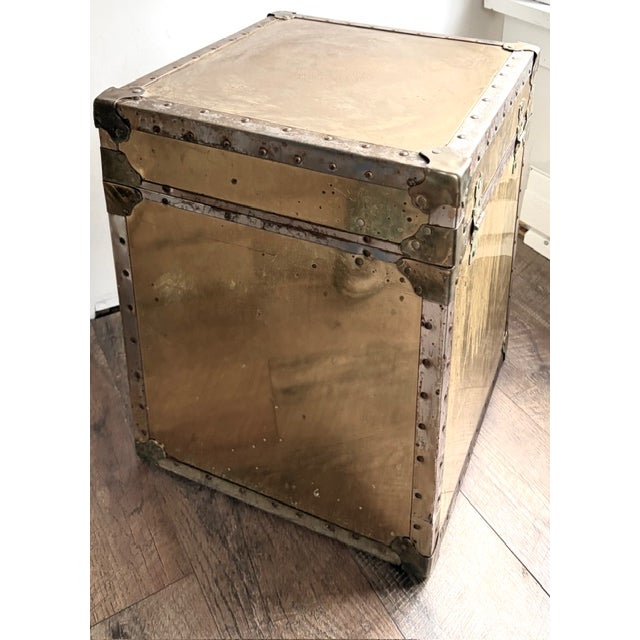 Mid 20th Century Mid Century Cedar Lined Brass Storage Box, Side Table For Sale - Image 5 of 8