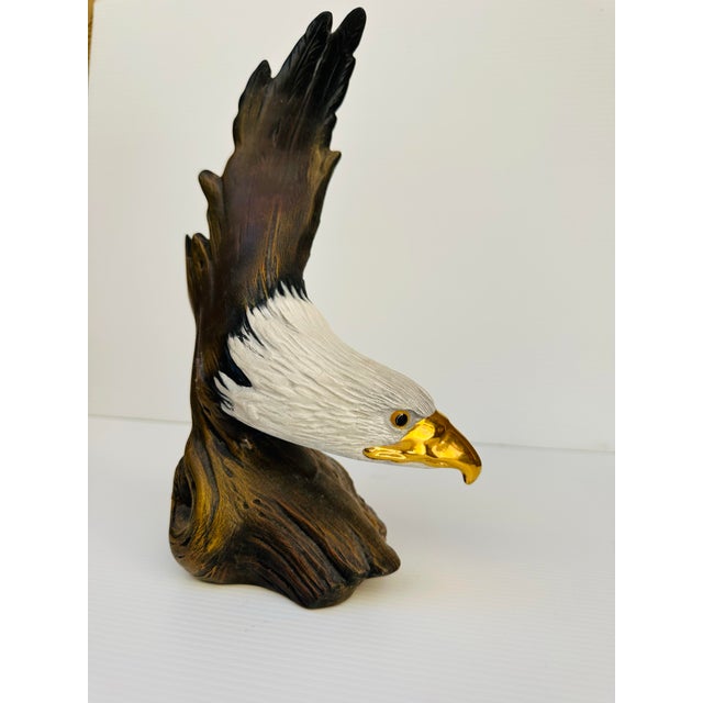 Vintage Hand-Painted Porcelain Bald Eagle Sculpture, Americana Decor, 12” For Sale - Image 4 of 10