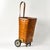 French Country 1950s Splint Wood Rolling Market Basket Cart For Sale - Image 3 of 16