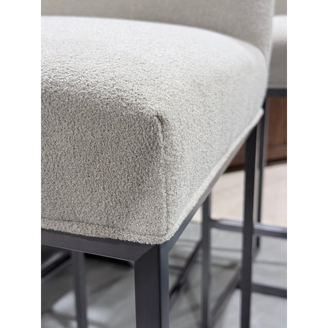 Set of 3 Mitchell Gold + Bob Williams Gage Upholstered Counter Stools For Sale In New York - Image 6 of 8