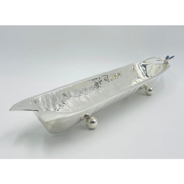 1980s Emilia Castillo Taxco Silver Plate Brass Lapis Lazuli Firefly Centerpiece Bowl For Sale - Image 10 of 18