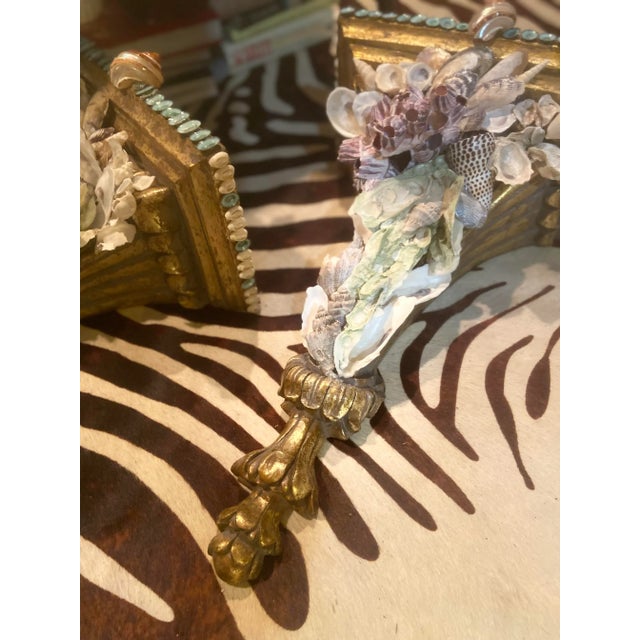 Shell-Encrusted Decorative Wall Brackets - Pair For Sale - Image 9 of 11