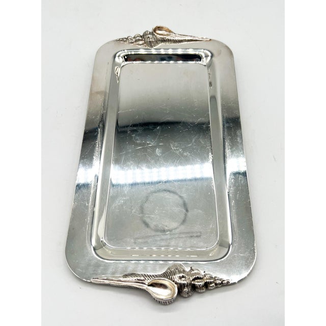 Vintage Gorham Silverplate Shell Handle Serving Tray — Coastal / Hollywood Regency For Sale - Image 10 of 10