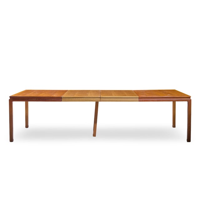 Edward Wormley for Dunbar Mid Century Bleached Mahogany Expanding Dining Table with 2 Leaves This table measures: 66.25...