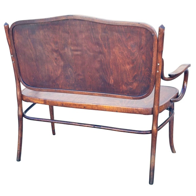 1900 - 1909 Early 20th Century Vienna Secession Bentwood Cherubs Motif Settee Bench by Jacob & Josef Kohn No 67 For Sale - Image 5 of 10