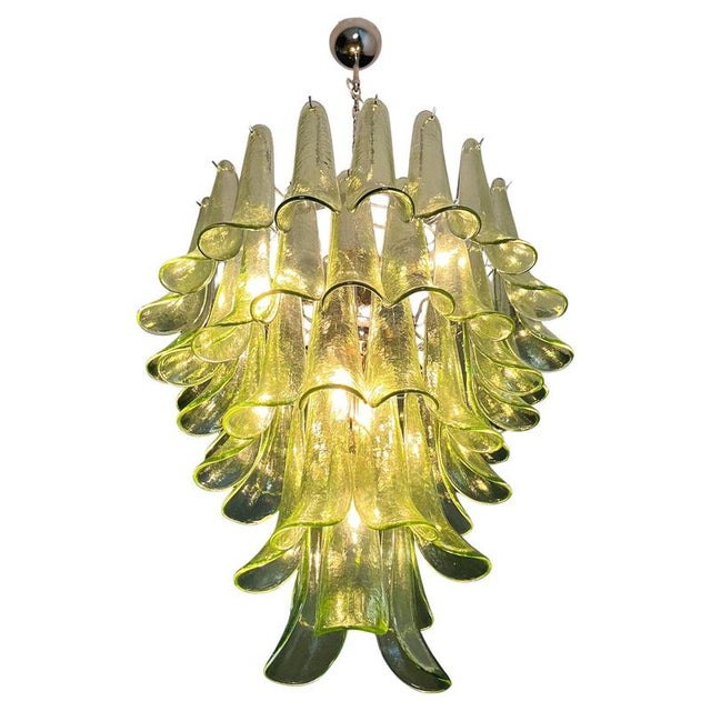 Metal Nickel and Green Murano Glass Chandeliers, 1990s, Set of 2 For Sale - Image 7 of 16