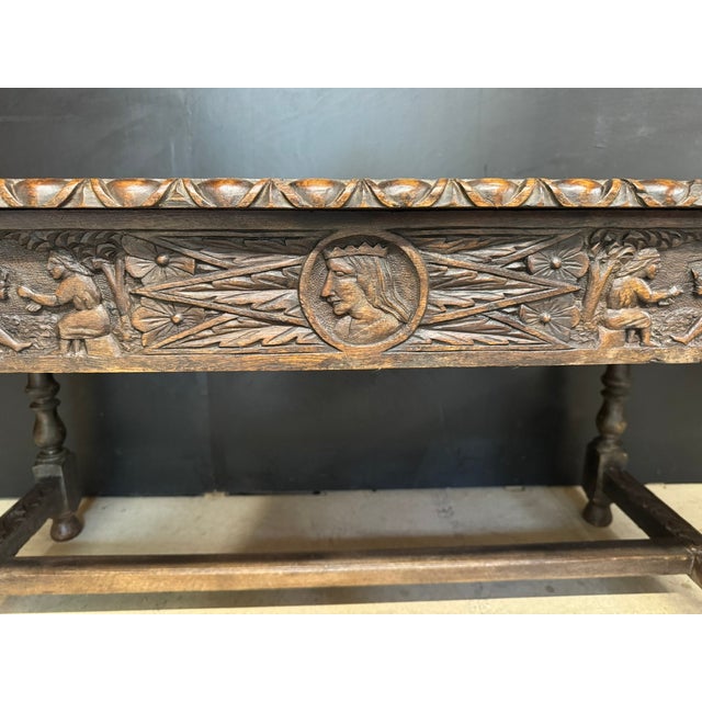 Antique Table in Carved Oak, 1860 For Sale - Image 6 of 14