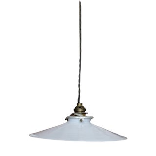White Opaline Glass Pendant Light, 1920 For Sale