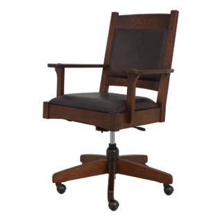 Stickley Mission Oak Leather Desk Chair For Sale