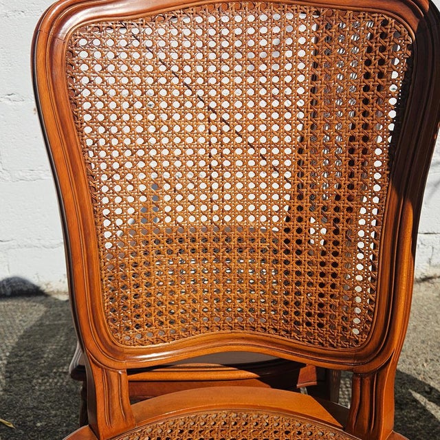 Vintage Louis XV Style Wood and Cane Dining Chairs, 1980s, Set of 4 For Sale - Image 12 of 18