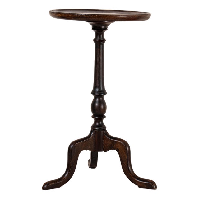 Antique English Mahogany With Oak Base Wine Table on Tripod Base For Sale