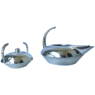 Mid-Century Modernist French "Escapade" Silver Plate Coffee & Sugar - a Pair For Sale