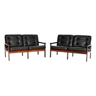 Danish Leather Capella Sofas from Illum Wikkelso, 1960s, Set of 2 For Sale