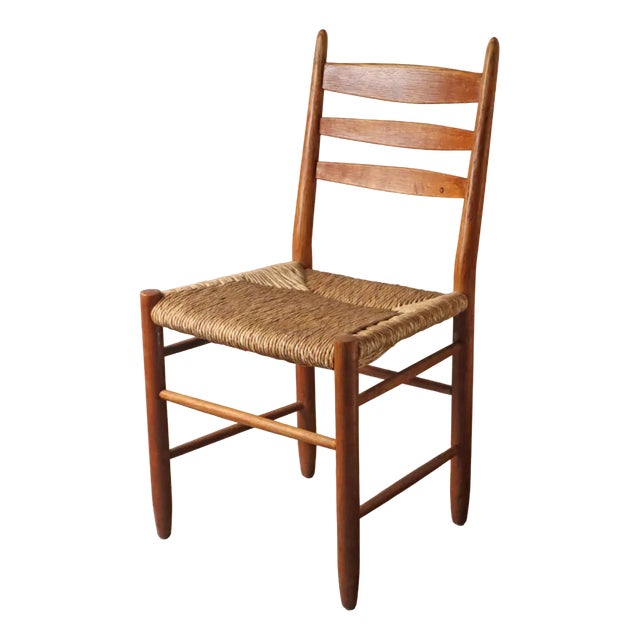 Side Chair with Raffia Seat, 1960s For Sale