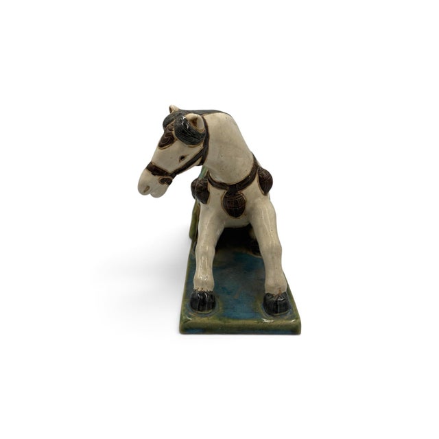Set of Three Chinese Tang-Style Glazed Ceramic Horse Figures For Sale - Image 4 of 15