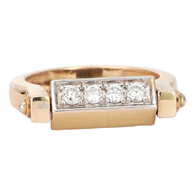 Twistable 14k Yellow Gold Diamond Multi Sapphire Ring 0.27 Carats Size 6.75 For Sale