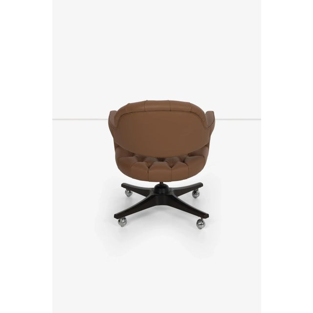 Edward Wormley for Dunbar Tufted Cantilevered Desk Chair in Spinneybeck Saddle L For Sale - Image 10 of 13