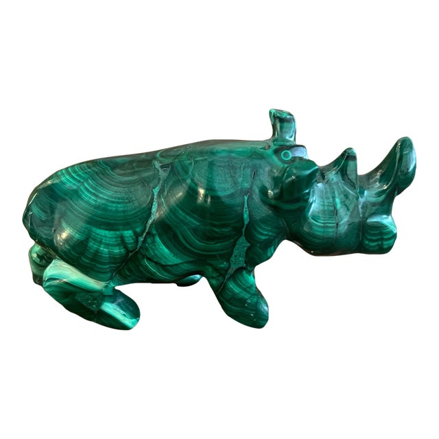 Malachite Rhinoceros Figurine For Sale
