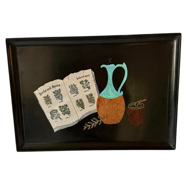 Vintage Couroc of Monterey "Herbs & Spices" Mid‑Century Modern Hand‑Inlaid Serving Tray — 18" X 12½" For Sale - Image 12 of 12