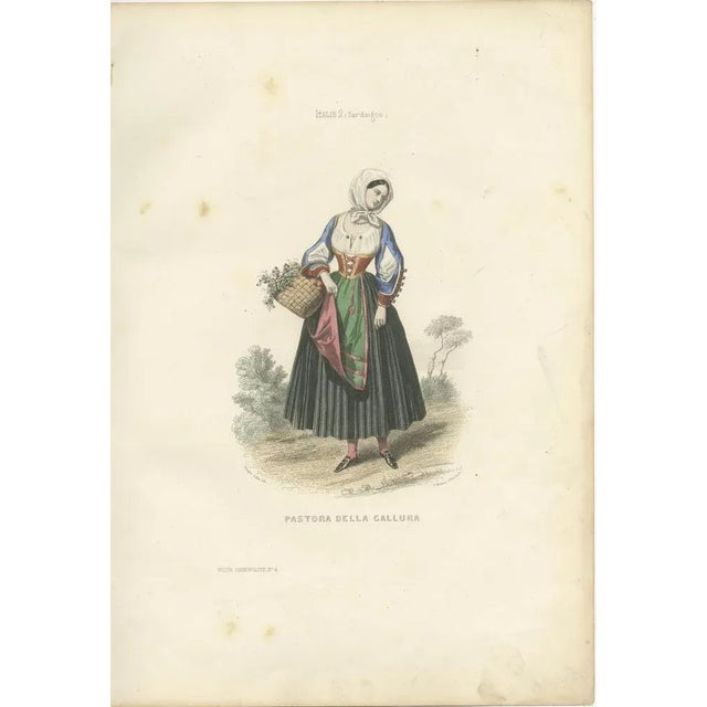 Sardinian Shepherdess Print Gallura Italy 1853 by Compte-Calix – Hand-Colored Lithograph This graceful antique print...