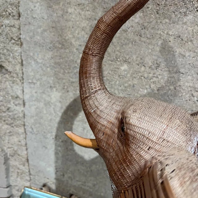 Art Deco Vintage Chinese Wicker Elephant Box, Hand-Woven Rattan, Mid-Century For Sale - Image 3 of 11