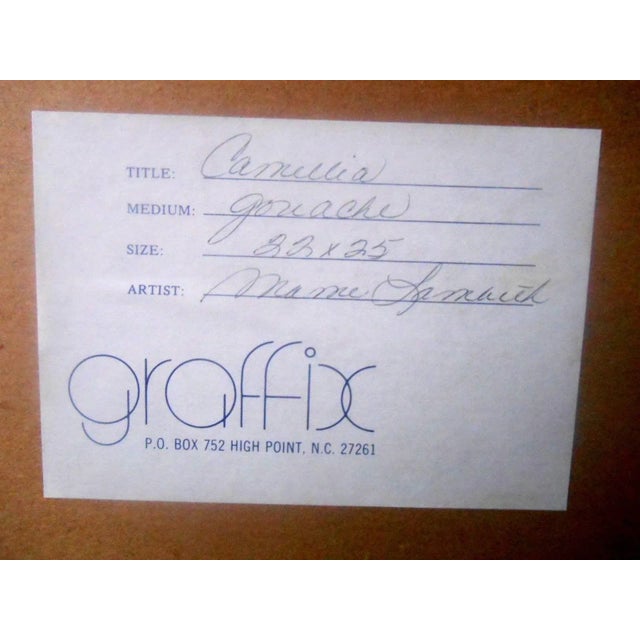 Mid-Century Modern Watercolor Gouache "Camellia" by Mame Lambeth For Sale - Image 4 of 8