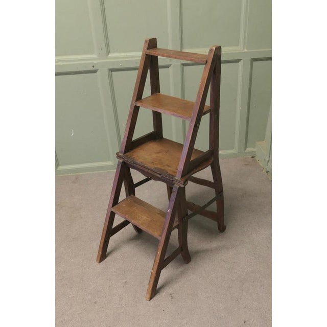 French Metamorphic Step Chair and Rustic Ladder Steps For Sale - Image 6 of 7