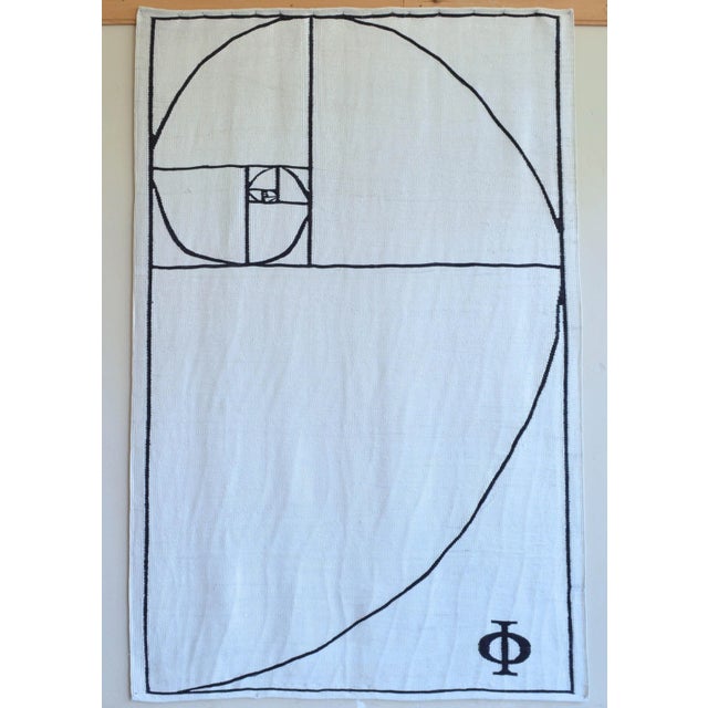 Fibonacci - Golden Ratio Themed Silk Hand Woven Area Rug Kilim Wall Rug 4′11″ × 6′7″ For Sale - Image 11 of 11