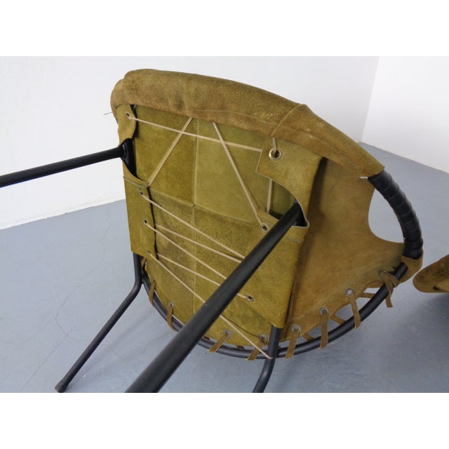 Olive Green Suede Balloon Chair from Lusch, Germany, 1960s For Sale - Image 15 of 16
