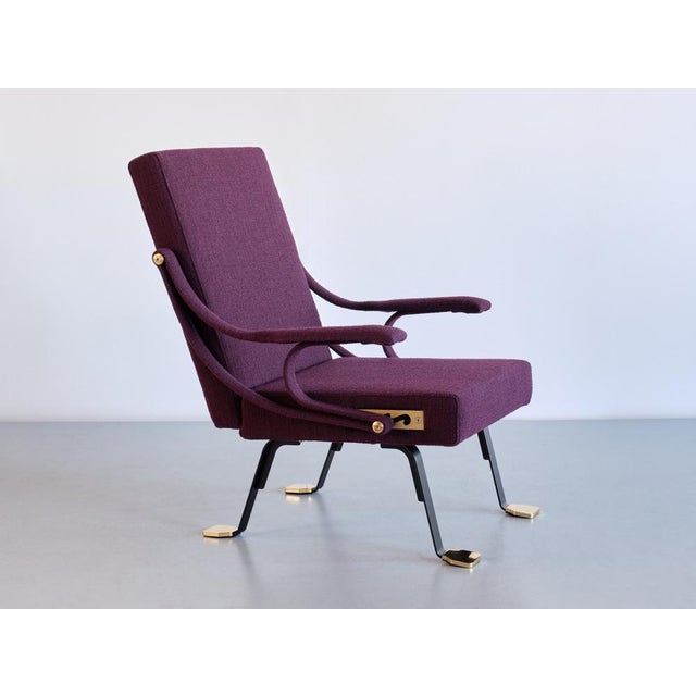 Digamma Armchair in Purple Dedar Fabric & Brass by Ignazio Gardella, 2010s For Sale - Image 17 of 17