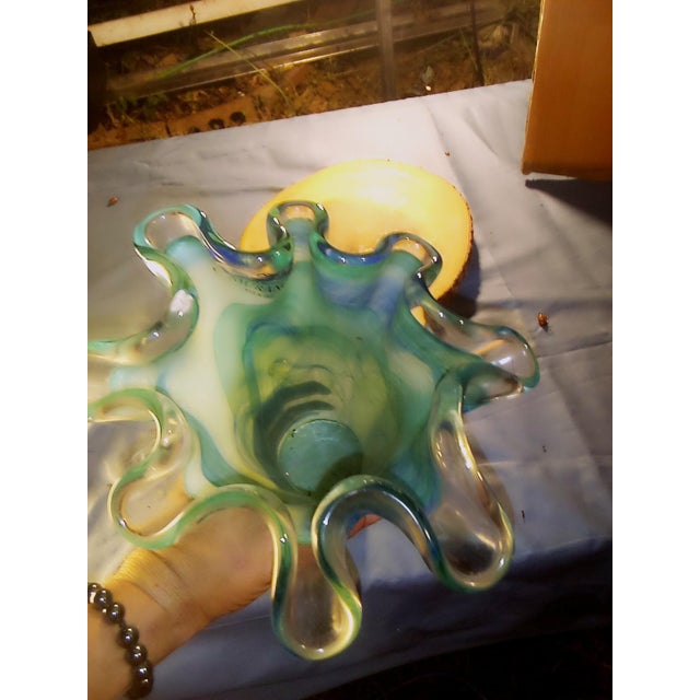 Vintage Italian Green Murano Glass Vase For Sale - Image 4 of 4