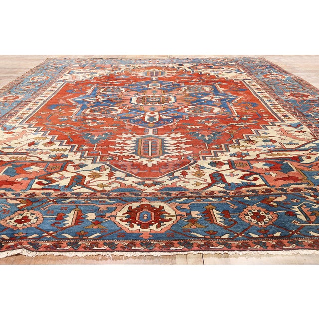 Red Late 19th Century Antique Persian Serapi Rug - For Sale - Image 8 of 9