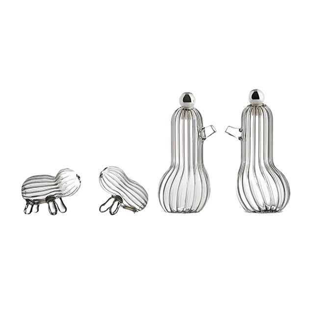 Tipì e Tidò & Lilì e Lulù Sets for Condiments in Blown Glass by Matteo Cibic for Paola C., Set of 4 For Sale