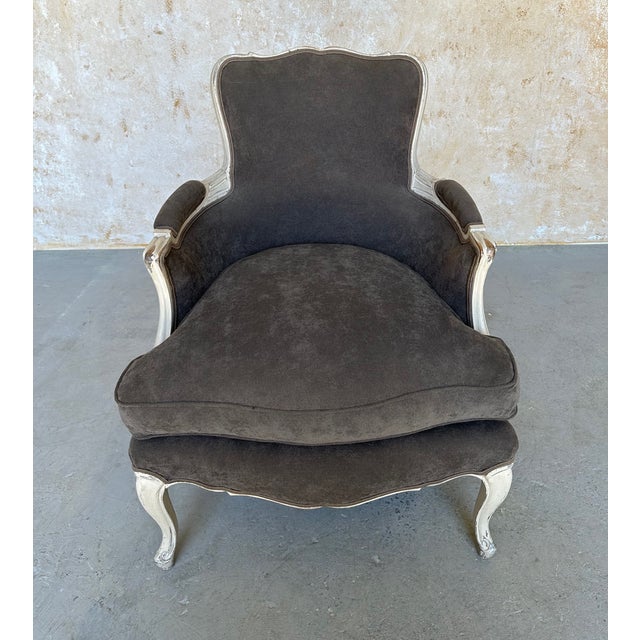 Gray Pair of French Louis XV Style Bergères For Sale - Image 8 of 16