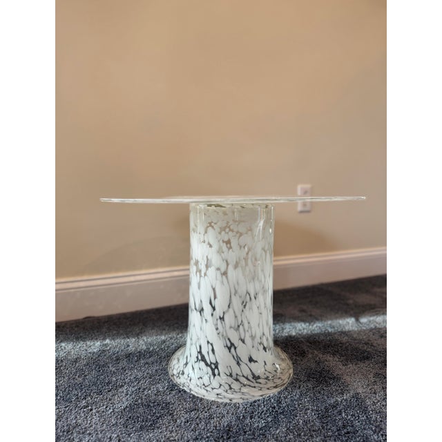 White 1960s Attributed Murano Glass Occasional Table For Sale - Image 8 of 9