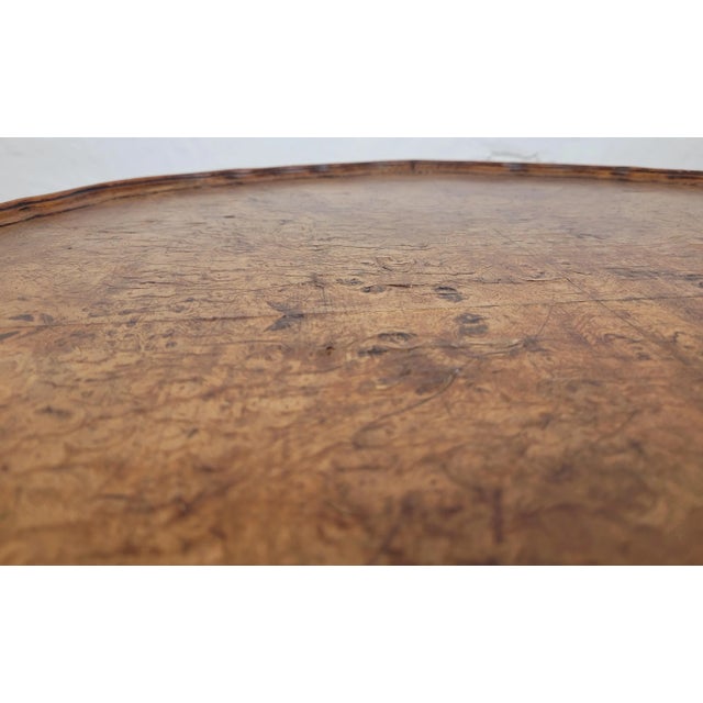 Circular Carved Walnut Coffee or Side Table with Scalloped Details, 1940s For Sale - Image 18 of 18
