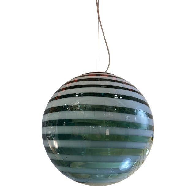 Italian Murano Style Glass Swirling Multicolors Pendant Sphere For Sale