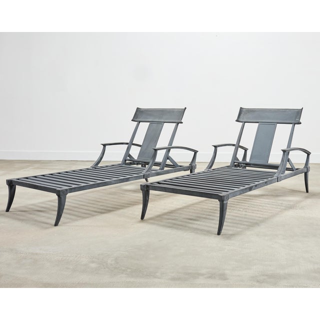 Restoration Hardware Pair of Neoclassical Greco-Roman Style Klismos Chaise Lounges For Sale - Image 4 of 18