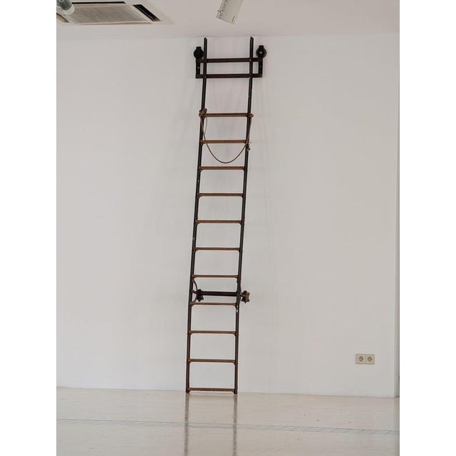 Library Ladder with Wooden Steps For Sale - Image 16 of 16