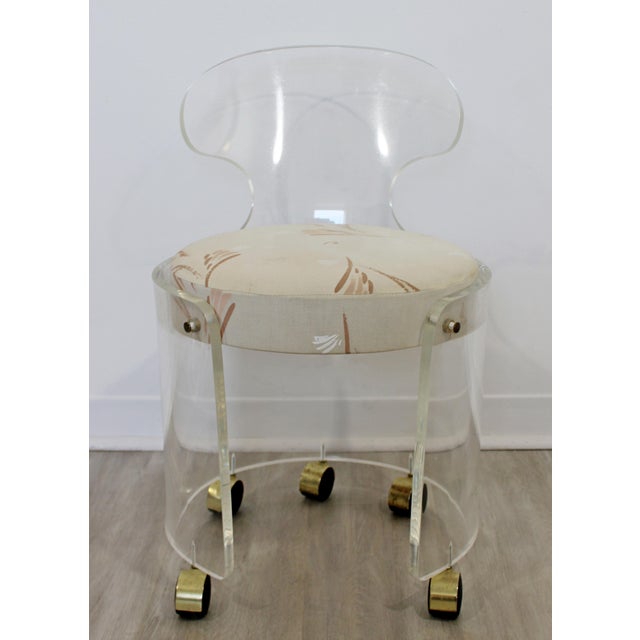 Mid Century Modern Lucite Vanity Chair Wheels Charles Hollis Jones For Hill 70s Chairish