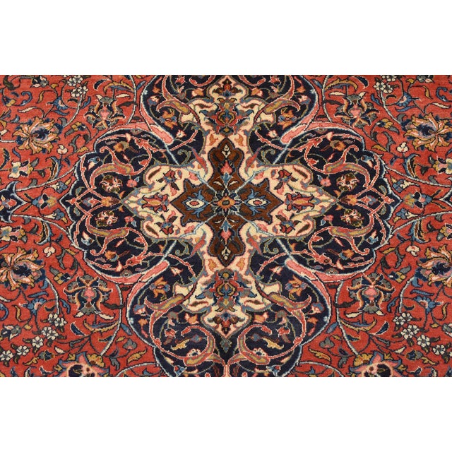 Sarouk Rug 9’10” X 13’2” Red Wool Vintage Traditional Hand-Knotted Carpet For Sale In Philadelphia - Image 6 of 15
