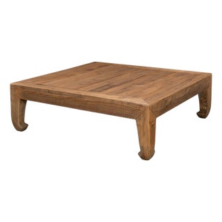 Ming Style Square Coffee Table in Tan Reclaimed Pine For Sale
