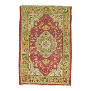 Vintage Colorful Turkish Scatter Size Rug - 2'10" x 4'1" For Sale