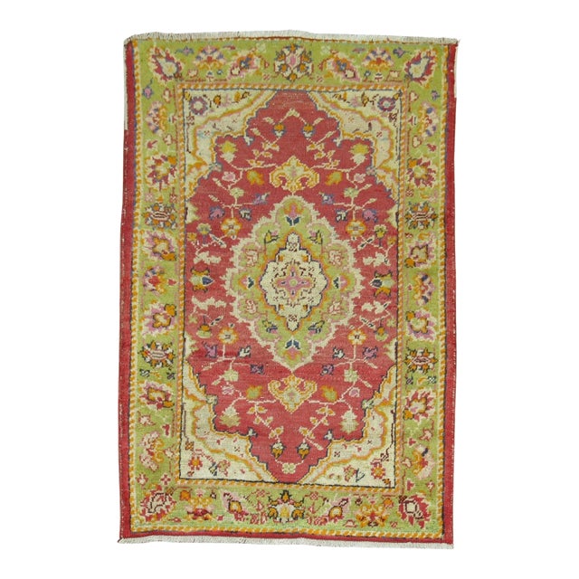 Vintage Colorful Turkish Scatter Size Rug - 2'10" x 4'1" For Sale