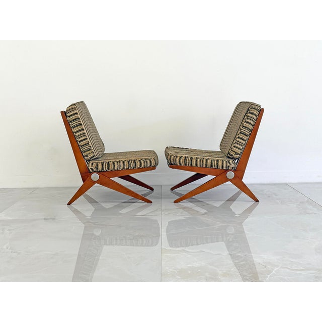 Pierre Jeanneret Scissor Lounge Chairs, Knoll, 1965, Original Cushions Included For Sale - Image 15 of 15