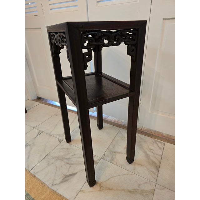 Pre Mid Century Modern Vintage Chinese Table Carved For Sale - Image 11 of 11