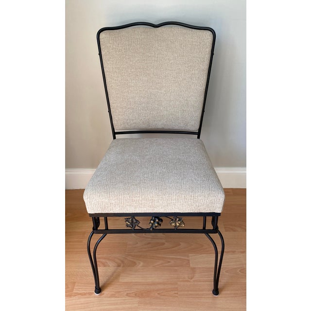 Early 20th Century Edgar Brandt Style French Art Deco Wrought Iron Dining Table & 6 Chairs For Sale - Image 5 of 13