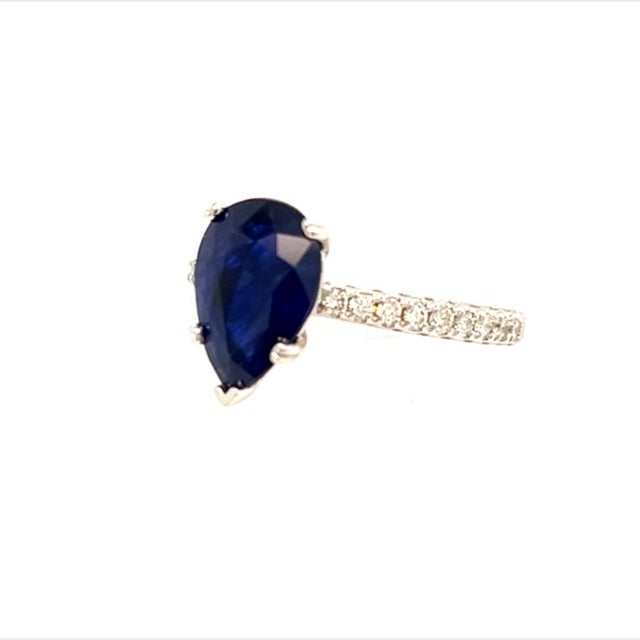 Traditional Sapphire Diamond Ring Size 6.5 14k Gold 2.77 TCW Certified For Sale - Image 3 of 11